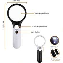 Doble Lupa Portatil De 75 Mm 45x Con Luz Led Ultrabrillante - Blanco - Ver 6