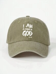 1 件女式水洗印花“I AM A OF GOD”可调节棒球帽，户外防晒休闲帽，适合春季、秋季、旅行、海滩、度假、Y2K 风格男女通用帽子