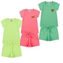 1 Set Consisting Of 2 Neon Pieces For Girls And Girls, Ribbed Size 1 To 14 - 1 Blouse + 1 Shorts - Nhiều màu - Xem 3