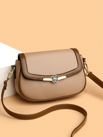 1pc Solid Color Vintage Flap Crossbody Bag, Suitable For Women's Daily Use, Shoulder Bag, Retro Inspired Bag For Women