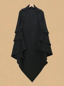 1pc Women Solid Color 3-Layer Hijab, Loose Prayer Headscarf, Comfortable Islamic Veil Suitable For Robe Outfit, Versatile For Daily Wear - Three-layer Headscarf - View 4