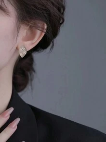1 对时尚水钻 CZ 耳钉 女士女孩水晶耳钉 派对约会周年纪念珠宝礼物 - 菱形 - 查看 2