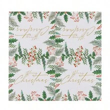 AFYPRTY 20pcs/Bag Christmas Napkins Merry Christmas Gold Patterned Napkins 6.5-Inch Two-Layer Native Wood Pulp Paper Suitable For Christmas Party Decoration Restaurant Kitchen Supplies,Christmas - Multicolor - View 5