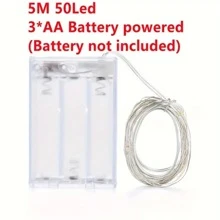 LED 灯串 5m 50LED 仙女灯，AA 电池供电仙女灯串，防水银线铜线灯串适用于 DIY 婚礼宿舍、卧室、派对、花卉装饰、生日装饰、校园装饰、节日装饰、庭院花园装饰等万圣节装饰灯家居装饰派对装饰万圣节装饰房间装饰万圣节花园装饰礼物仙女