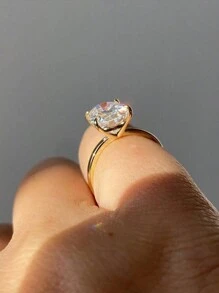 ESBERRY 1枚5克拉闪亮椭圆形订婚戒指/结婚戒指，女士S925/925纯银承诺戒指/永恒戒指，精致珠宝礼品 - 金色 - 查看 5