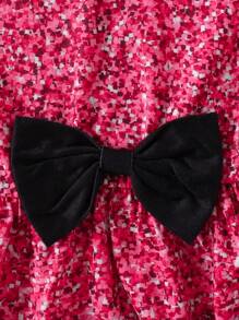 2 件装年轻女孩花卉豹纹休闲装,带蝴蝶结的长袖上衣和七分裤,秋季 - 彩色 - 查看 8