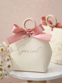 5PCS Gift Bag Wedding Favors Candy Box,For Mother's Day,Letter Graphic Bow Decor,Candy Gift Small Box Basket Jewelry Packaging Bags,Gift Wrapping Bag For Party,Gift For My Mother