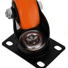 4 Rodajas Poliuretano Giratorias C/freno Y Fijas De 1-1/2 - Naranja - Ver 5