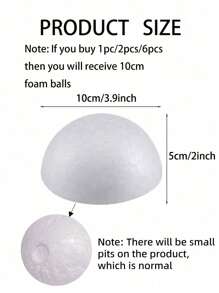 1/2/6 piezas Hemisferio de espuma de poliestireno de 10cm de diámetro, blanco, para manualidades DIY, arreglos florales, decoración de fiesta, Día de San Valentín, regalo