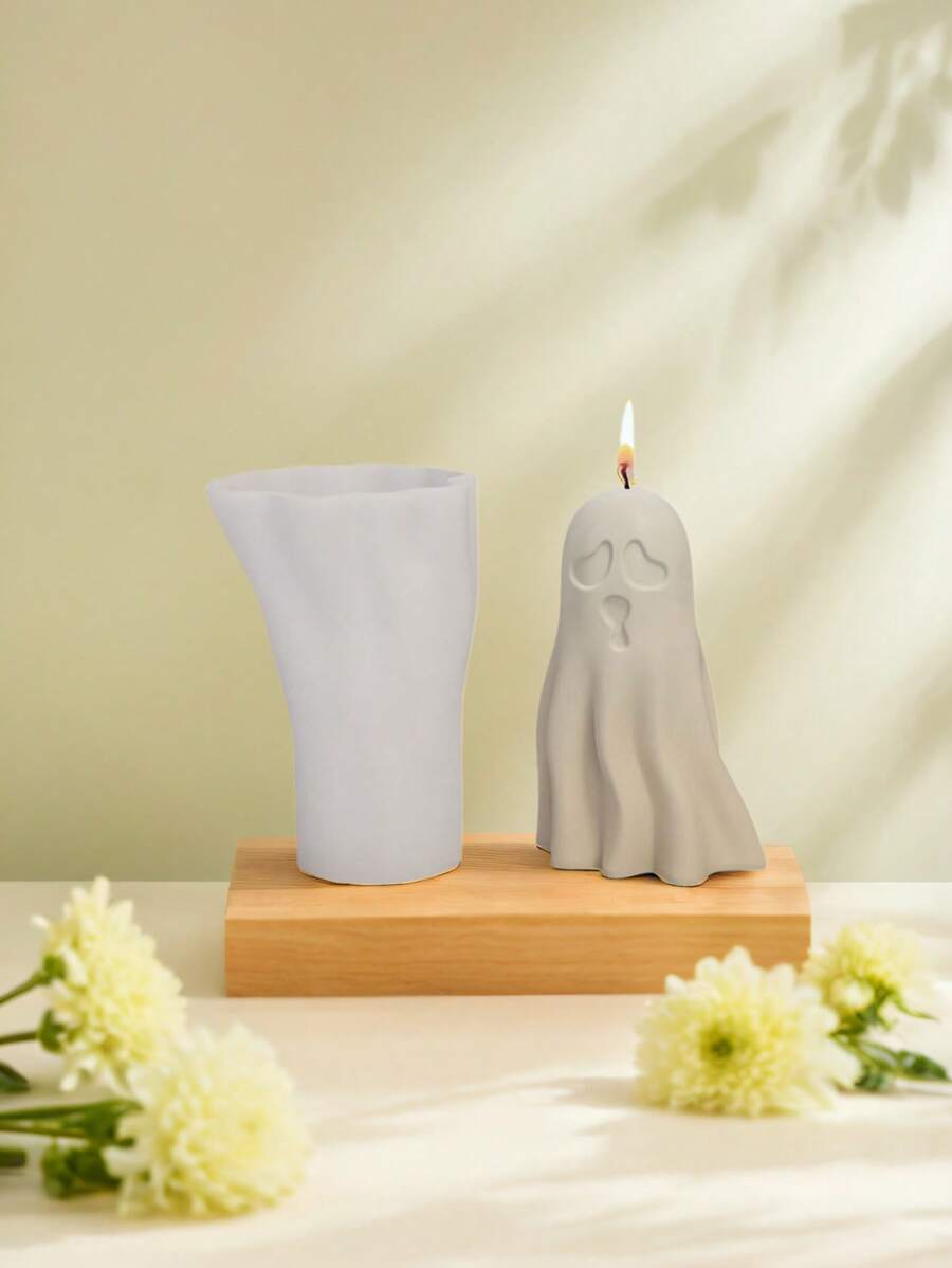 1 件可爱鬼形 DIY 硅胶模具，用于制作石膏、树脂、蜡烛、肥皂 - 白色 - 查看 1