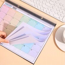 12 Sheets 2025 Colorful Monthly Wall Calendar Transparent Waterproof Cover Rainbow Weekly Planner Daily Study Check-In Message Hanging Calendar Festival Celebration For Organizing At Home School Office