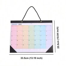 12 Sheets 2025 Colorful Monthly Wall Calendar Transparent Waterproof Cover Rainbow Weekly Planner Daily Study Check-In Message Hanging Calendar Festival Celebration For Organizing At Home School Office