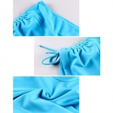 Short Lycra Sports Gym Butt Lifting Elastic Sexy Beach. Women's Yoga Shorts With High Waist Texture For Training, Running, Sexy, Anti-Cellulite - 淺藍色 - 查看 3