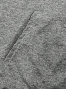 Plus Size Men's Hooded Zip-Up Sweatshirt, Casual & Versatile, Adjustable Drawstring, Pockets, Spring Autumn - Dark Grey - View 4