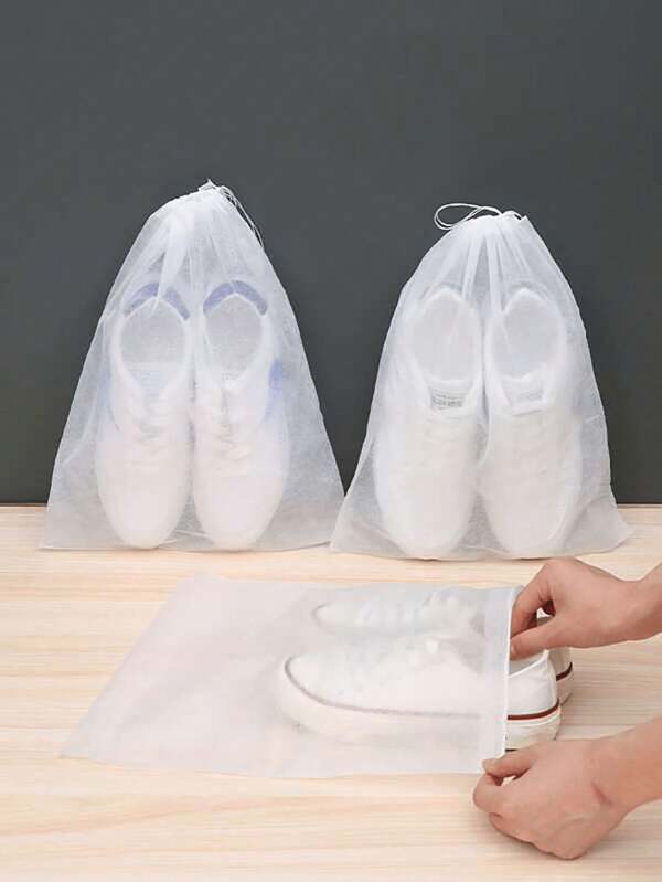 1 Pack Of 5/50/20pcs Disposable Non-Woven Anti-Yellowing Bags, Home Sunproof Shoe Storage Bags, Small White Shoes Dust Proof Shoe Covers, Laundry Shoe Bags