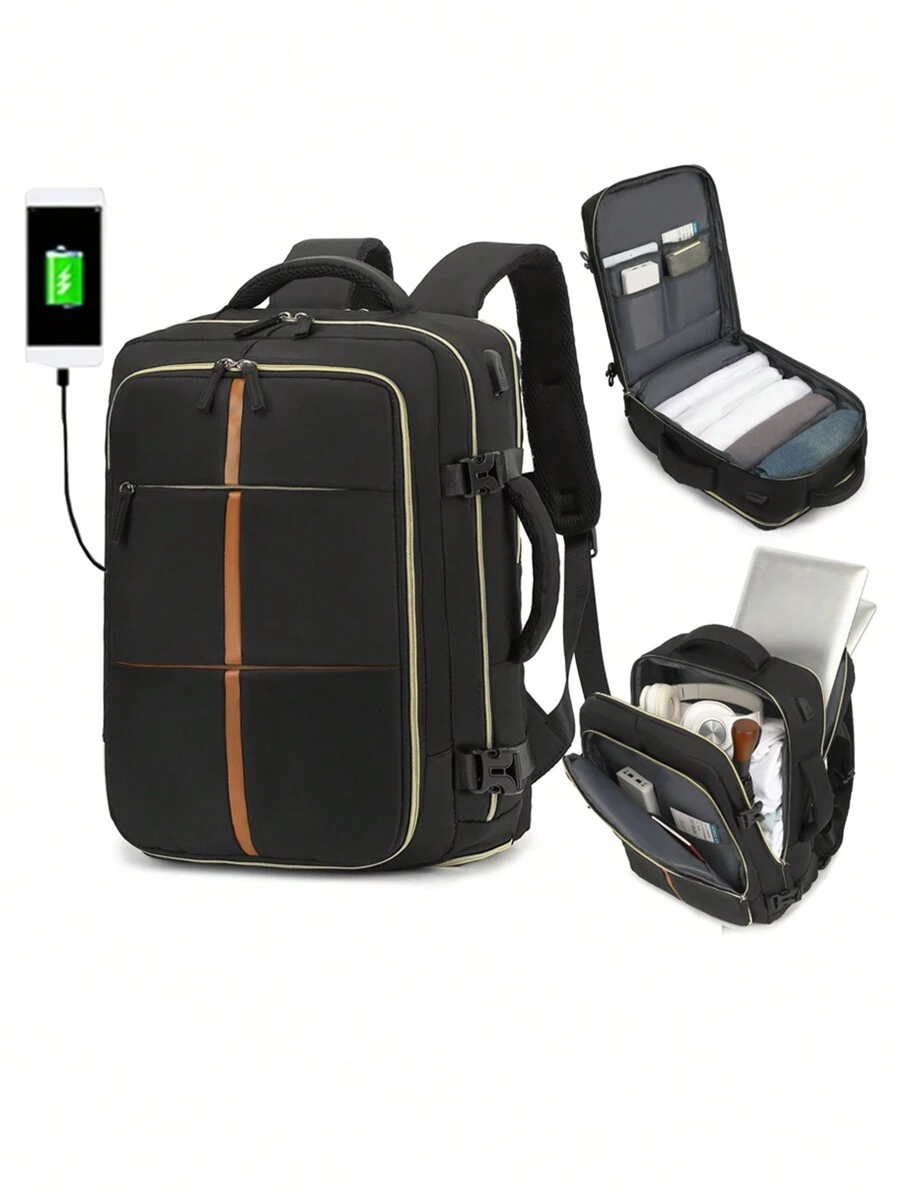 Large Capacity Multipurpose Travel Backpack - Airline Approved Laptop Backpack With Dedicated Shoe Compartment, USB Charging Port, Multiple Pockets And Ergonomic Design, Suitable For Outdoor Sports, Daily Use Thanksgiving Purse Holiday Computer Backpack Black Bag Hiking Large Capacity Multi-Functional Portable Fashionable Casual Men's Backpack Vacation Hip Bag Bag For Men Christmas Gifts For Men