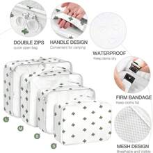 Packing Cubes For Suitcases,Packing Cubes With Shoe Bag, Cosmetics Bag, Clothing Bag, Accessories Bags Packing Cubes For Travel Luggage Organizer Women Men - 9 Bộ xương rồng trắng - Xem 3