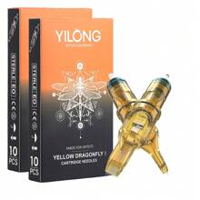 YILONG 20Pcs Tattoo Needle Yellow Dragonfly Individually Packaged Professional Grade Sterilized Tattoo Ink Cartridge Needle Eyebrow Tattoo Needle - Yellow - View 2