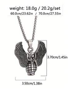 1 pièce Collier pendentif avec symbole d'aigle de forces spéciales à la mode, breloque de plume vintage, en acier de titane, sans décoloration, longue chaîne pour pull, cadeau d'anniversaire, bijoux, accessoires pour hommes et femmes, port quotidien - Multicolore - Voir 5