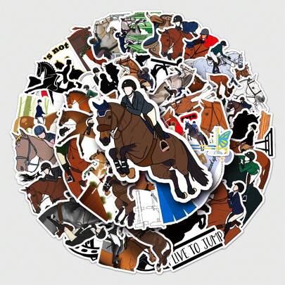 ملصقات الغرافيتي الرسوم المتحركة الكرتونية ذات نمط الفروسية 50قطعة لأطفال الحب الأنيق الغرافيتي مقاومة للماء مناسبة للأجهزة المحمولة والدراجات المائية وألواح التزلج والهواتف المحمولة