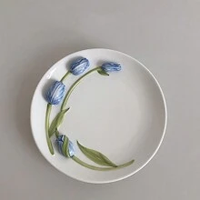 郁金香陶瓷甜点/早餐盘，复古法式蛋糕/小吃餐盘，适合家庭圣诞礼物 - 彩色 - 查看 15