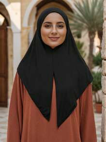 1 件/2 件女士纯色穆斯林便捷头巾，宽松缝纫风格三角围巾，透气防晒经典头巾，适合日常佩戴，优雅时尚的穆斯林头巾 - 彩色 - 查看 4