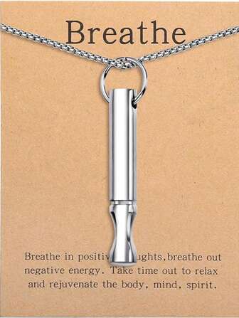 suteyi Mindfulness Breathing Necklace Stress Relief Pendant Stainless Steel Anxiety Breathe Necklace For Men