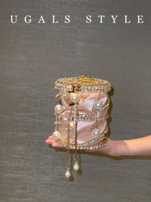 Bolso de noche de lujo para mujer, bolso de novia de boda, cartera con purpurina, pedrería y cristales, bolso de mano para fiesta, baile de graduación, cena, perfecto para bodas, fiestas, cenas y banquetes. Combina a la perfección con vestidos de fiesta, noche y con lentejuelas para mujeres.