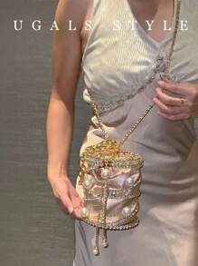 Bolso de noche de lujo para mujer, bolso de novia de boda, cartera con purpurina, pedrería y cristales, bolso de mano para fiesta, baile de graduación, cena, perfecto para bodas, fiestas, cenas y banquetes. Combina a la perfección con vestidos de fiesta, noche y con lentejuelas para mujeres.
