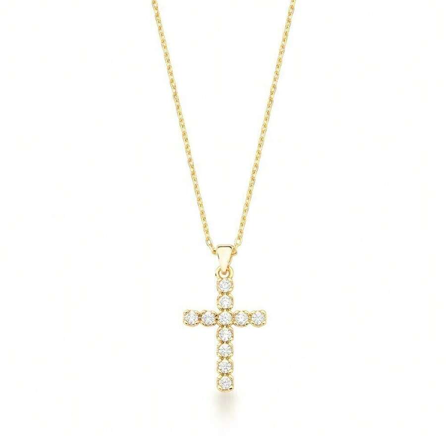 Gold Cross Necklace With - Gold - View 1