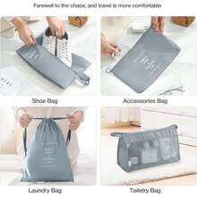 Packing Cubes For Suitcases,Packing Cubes With Shoe Bag, Cosmetics Bag, Clothing Bag, Accessories Bags Packing Cubes For Travel Luggage Organizer Women Men - 9件套 藍灰色 - 查看 5