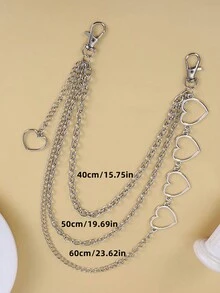 1 件时尚多层金属心形吊坠腰链女士 - 銀色 - 查看 2