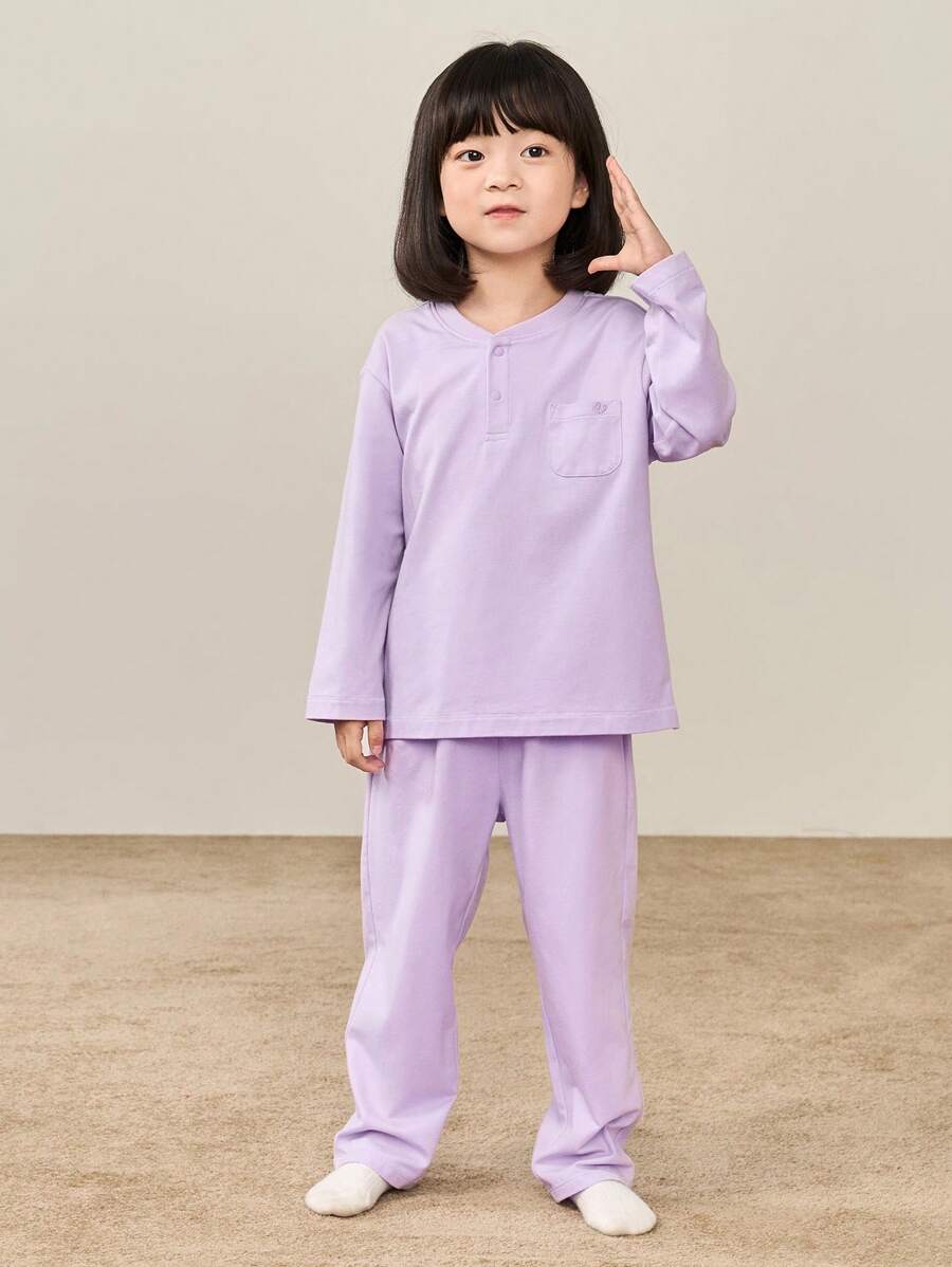 mini bala 秋季新款女童睡衣套装 - 紫色 - 查看 1
