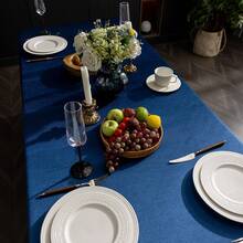 1pc Navy Blue Rectangular Tablecloth, Thicker Pearly Satin Soft Fabric Suitable For Wedding Decor, Birthday Party, Indoor Or Outdoor Household Events - Navy Blue - View 7