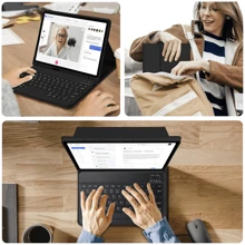 适用于三星 Galaxy Tab 和 iPad、Redm iPad SE 的无线蓝牙键盘鼠标保护套，带可拆卸键盘（150mAh）和鼠标笔插槽（黑色） - 黑色 - 查看 6