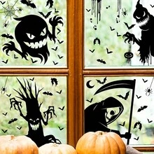 1 Set Halloween Giant Ghost Monster Ghost Shadow Window Sticker Witch Death God Bat Skeleton Halloween Party Decoration Static Sticker,Christmas - Multicolor - View 4