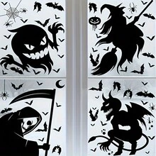 1 Set Halloween Giant Ghost Monster Ghost Shadow Window Sticker Witch Death God Bat Skeleton Halloween Party Decoration Static Sticker,Christmas - Multicolor - View 3