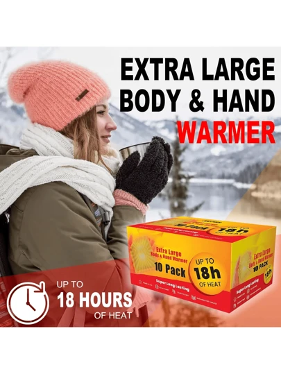 10 قطع/عبوة من أدوات تدفئة اليد للاستعمال مرة واحدة، وسادات حرارية فورية، أعواد تدفئة عالمية ذاتية اللصق للجسم، رقع حرارية طويلة الأمد للحفاظ على دفء اليدين والقدمين، تسخين فعال لمدة 18 ساعة، منشط بالهواء، عديم الرائحة، مكونات طبيعية | مقاس: 2 عبوة