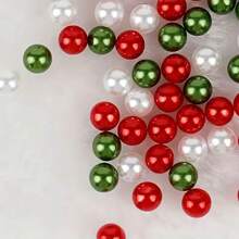 12g/1 包约 100 颗圣诞色人造珍珠散珠，用于制作珠宝、节日装饰圆珠 - 彩色 - 查看 5
