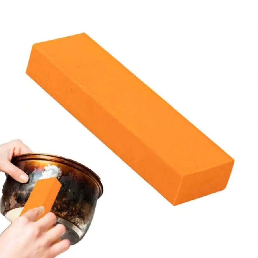 Tẩy cặn vôi bằng thép không gỉ, Tẩy cặn vôi bằng thép không gỉ Magical Eraser, Tẩy rỉ sét cao su cho dao & chảo Nhà bếp, Phòng tắm, Gia dụng - trái cam - Xem 1