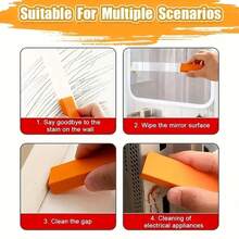 Tẩy cặn vôi bằng thép không gỉ, Tẩy cặn vôi bằng thép không gỉ Magical Eraser, Tẩy rỉ sét cao su cho dao & chảo Nhà bếp, Phòng tắm, Gia dụng - trái cam - Xem 2