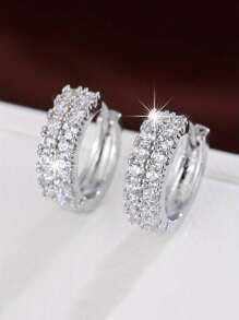 2 chiếc Cubic Zirconia Tôn Tạo Đôi Khuyên Tai Vòng Nam Nữ Thời Trang Hip Hop Thời Trang Phụ Kiện Trang Sức - Hoa tai - Xem 14