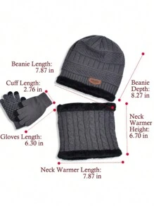 3-Piece Kids Winter Hat, Scarf And Gloves Set, Knitted Beanie Hat And Scarf, Fits 3-12 Years Old Children - Grey - View 7
