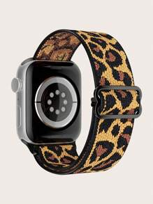 1pc Nylon Watch Band Fit For 38/40/41/42/44/45/49mm Apple Watch SE/Series 9/8/7/6/5/4/3/2/1/Ultra 2, Elastic Rope, Canvas Strap, Rainbow, Bohemian, Leopard Print, Animal Footprint Design