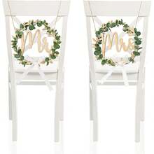 Bride And Groom Chair Signs - Mr And Mrs Sign, Mr And Mrs Chair Signs, Bride Chair Decor, Groom And Bride Chair Sign, Wedding Signs - White - View 1