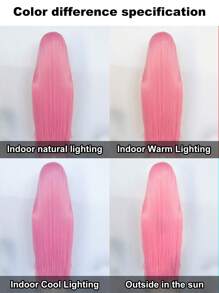 Peluca rosa con flequillo de estilo elegante para mujer, peluca romántica para el Día de San Valentín, peluca de cabello liso extra largo, peluca sintética resistente al calor con capas de cabello rosa para cosplay de anime, peluca ultra larga con flequillo como regalo de cumpleaños, decoraciones navideñas - Rosa - Ver 11