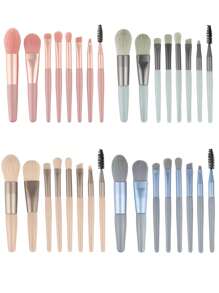 8支迷你化妆刷套装，专业化妆刷套装，包含腮红、高光、眼影、散粉、遮瑕和眉刷，是初学者的理想礼物。 - 彩色 - 查看 15