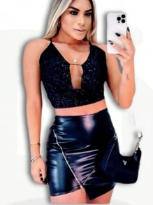 Women Skirts - 黑色 - 查看 6