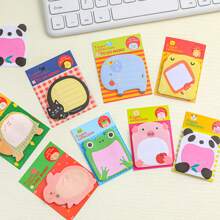 1pc Random Adorable Cartoon Animal Shaped Sticky Notes Stand-Up Classic Tear-Off Notepad, Creative Animal Repositionable Notes For Office And Student Message Memo - Multicolor - View 3