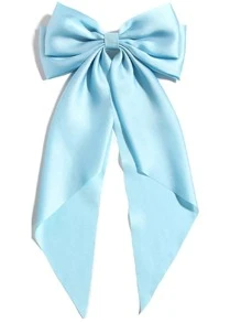 1/8 件缎面蝴蝶结女孩丝滑多层发夹超大长尾蝴蝶结发夹法式大发带发夹金属夹蝴蝶结发饰